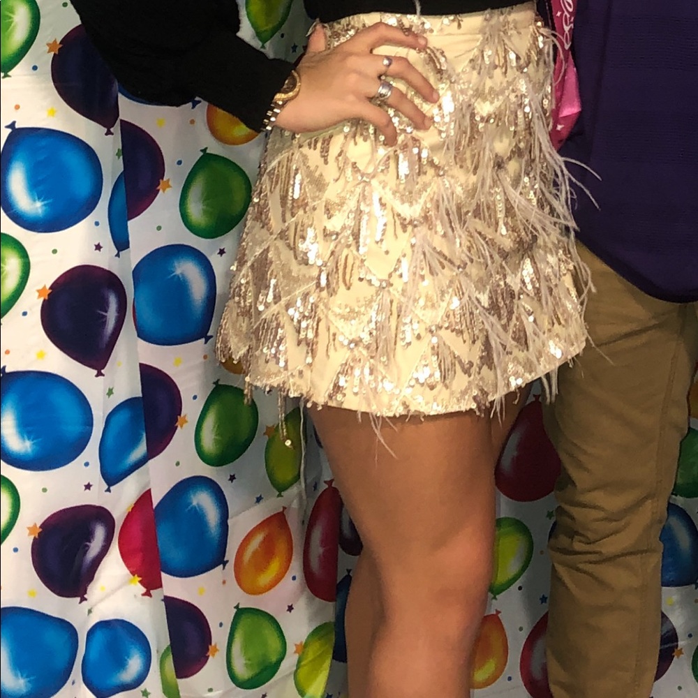 Fringe and Sequin Light Pink Skirt